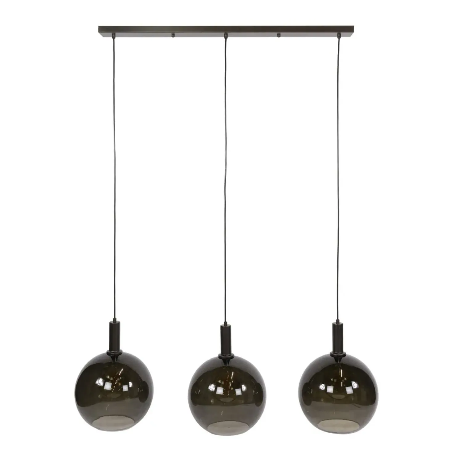 Tessio 3-lichts Hanglamp Bruin glas