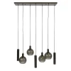 Tessio 7-lichts Hanglamp bruin-frosted