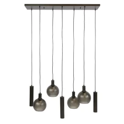 Tessio 7-lichts Hanglamp bruin-frosted
