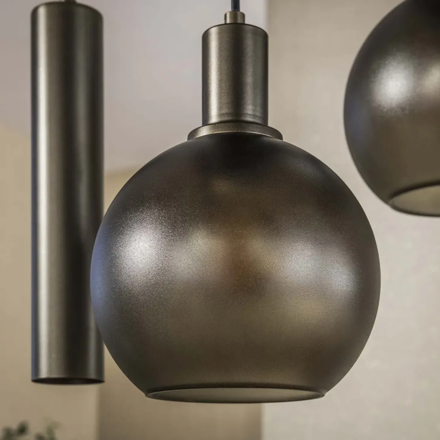 Tessio 7-lichts Hanglamp bruin-frosted