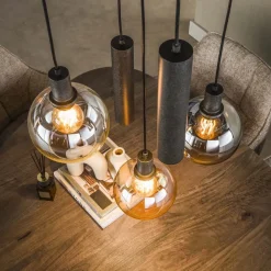 Tessio 5-lichts Hanglamp Getrapt Multikleur glas