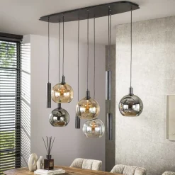 Tessio 9-lichts Hanglamp Multikleur glas