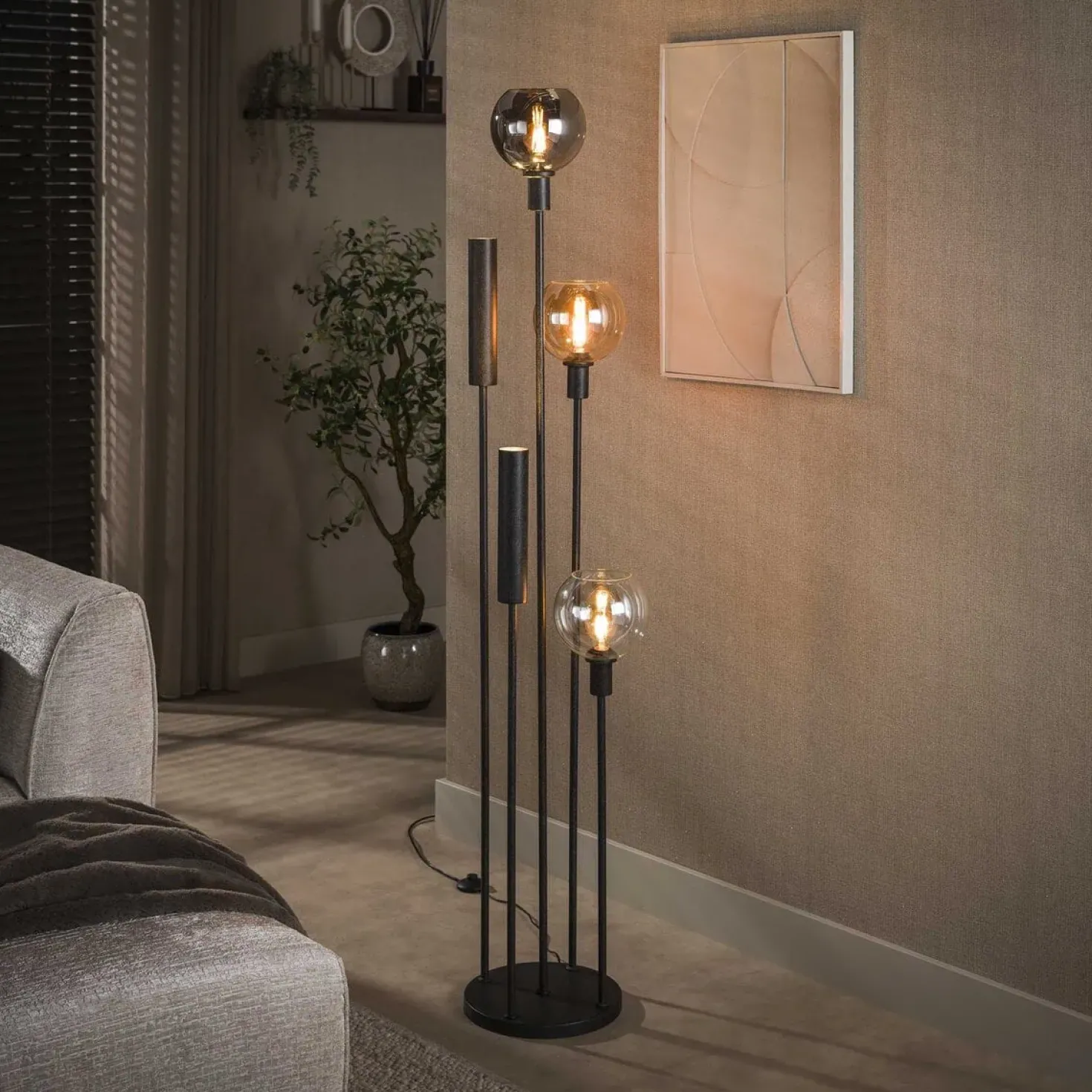 Tessio 5-lichts Vloerlamp Multikleur glas