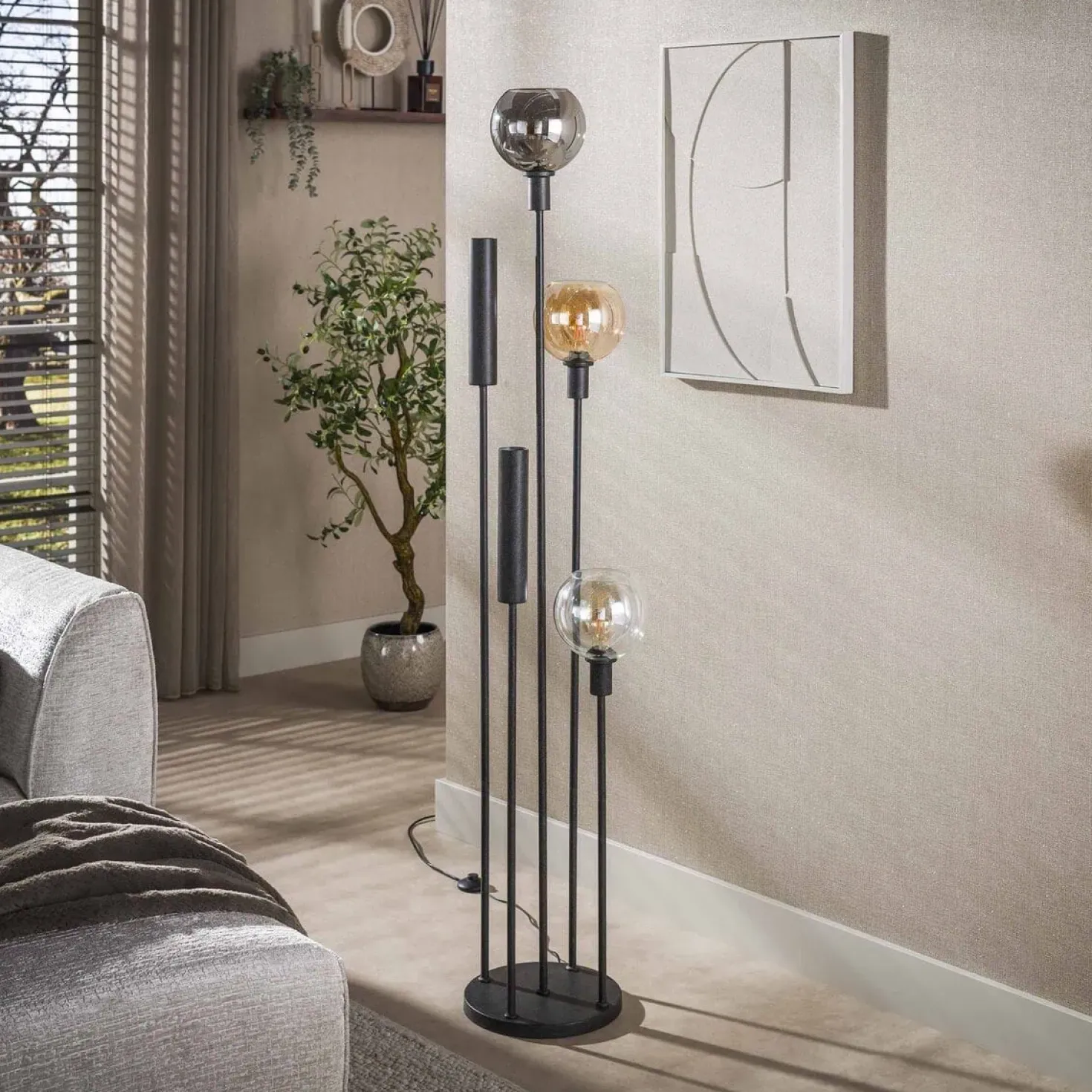 Tessio 5-lichts Vloerlamp Multikleur glas