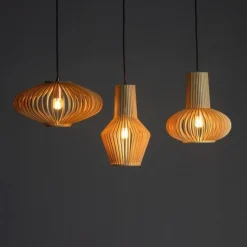 Tess 1-lichts Hanglamp hout langwerpig