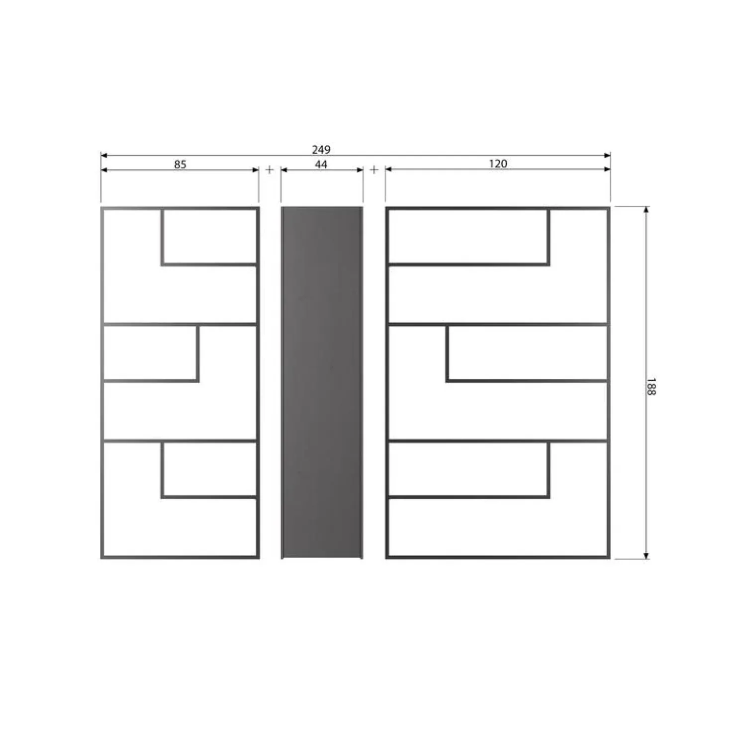 Teun Wandkast smal Grenen zwart 44cm