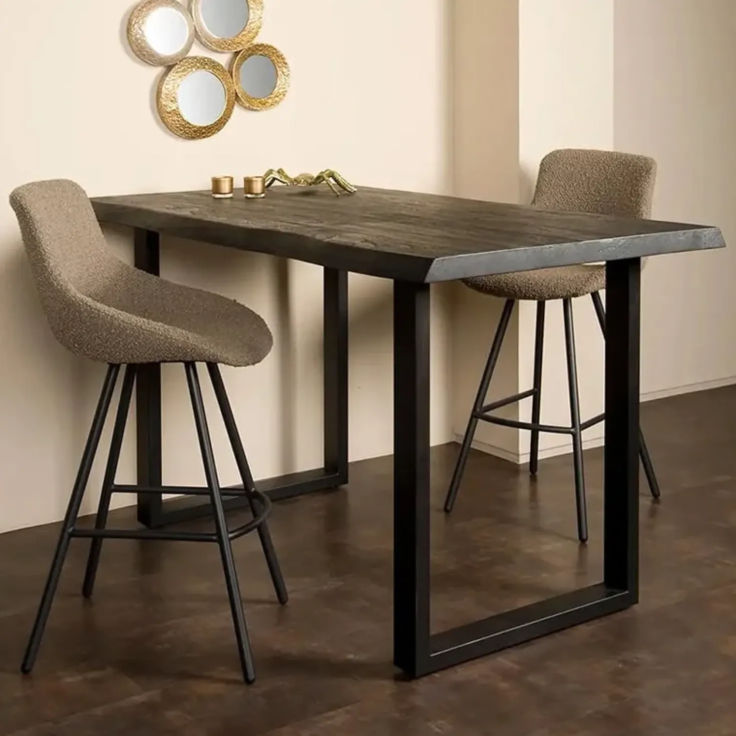 Tiago bartafel met U poot acacia hout zwart 140x90x95