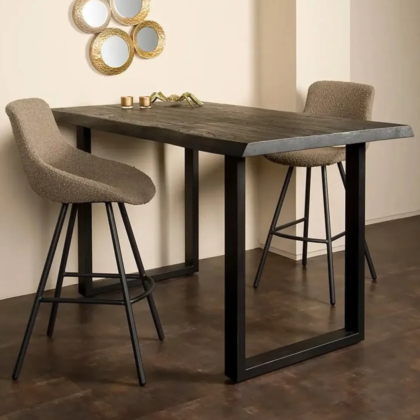 Tiago bartafel met U poot acacia hout zwart 160x90x95