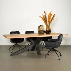 Tiago Eettafel met spinpoot rechthoek acacia hout naturel 220×100