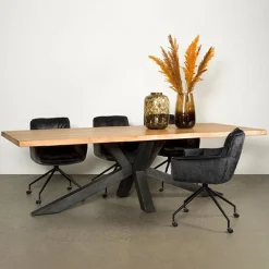 Tiago Eettafel met spinpoot rechthoek acacia hout naturel 200×100