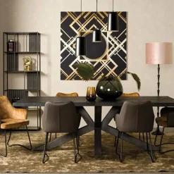 Tiago Eettafel met spinpoot rechthoek acacia hout zwart 260×100