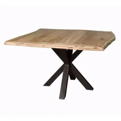 Tiago Eettafel met spinpoot vierkant acacia hout naturel 150×150
