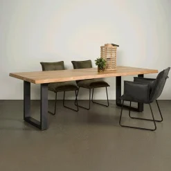 Tiago Eettafel met U poot rechthoek acacia hout naturel 220×100