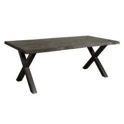 Tiago Eettafel met X poot rechthoek acacia hout zwart 160×90