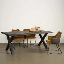 Tiago Eettafel met X poot rechthoek acacia hout zwart 180×90