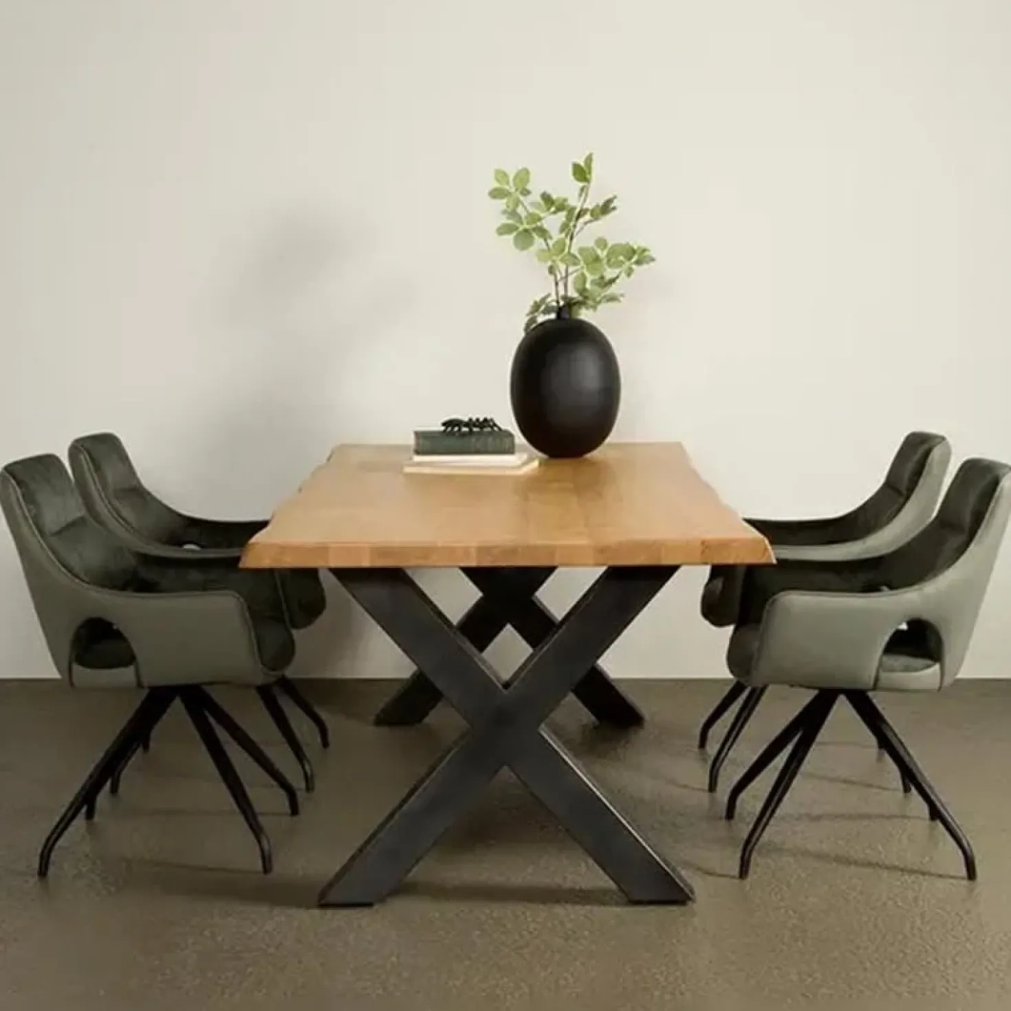 Tiago Eettafel met X poot rechthoek acacia hout naturel 180×90