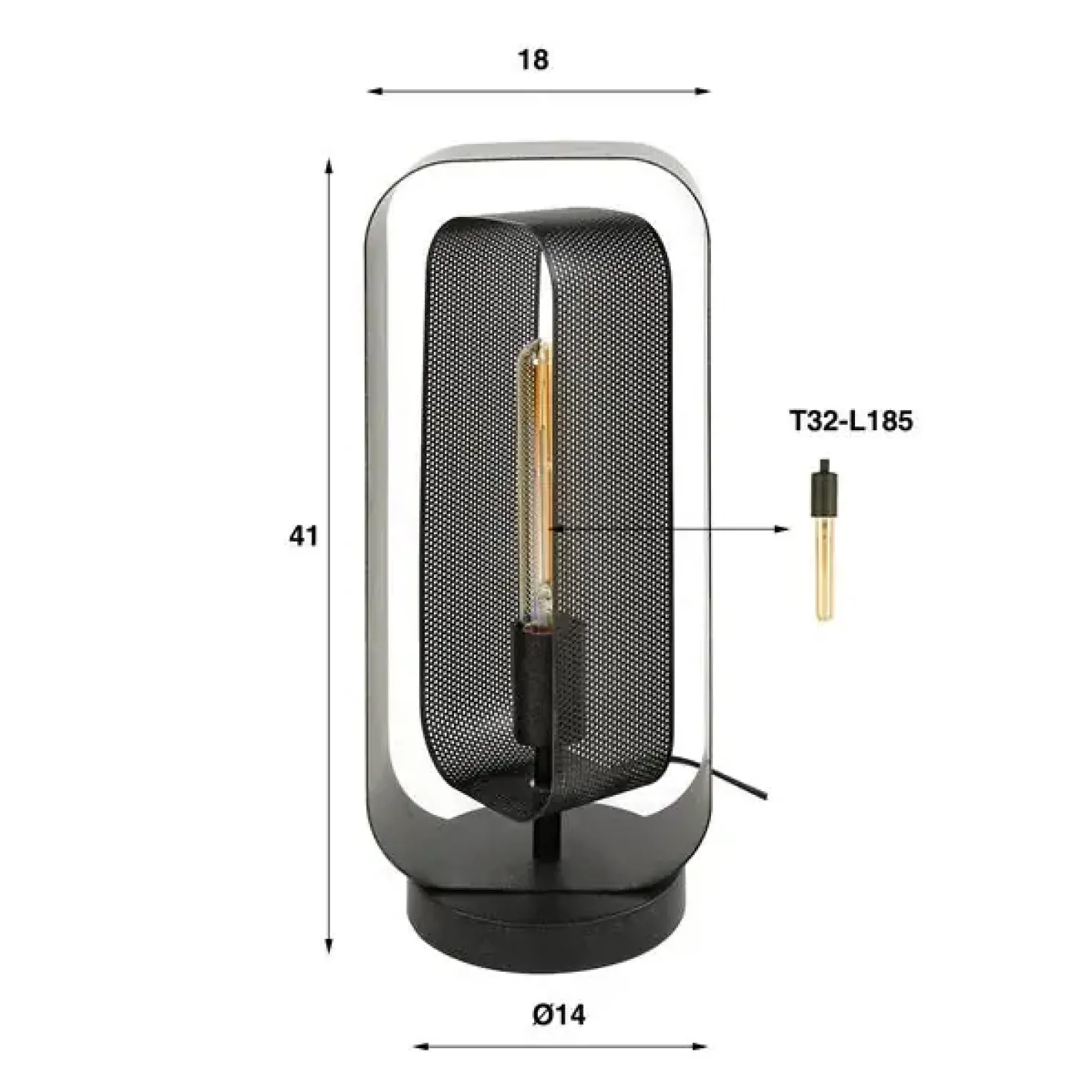 Tindy tafellamp industrieel artic zwart