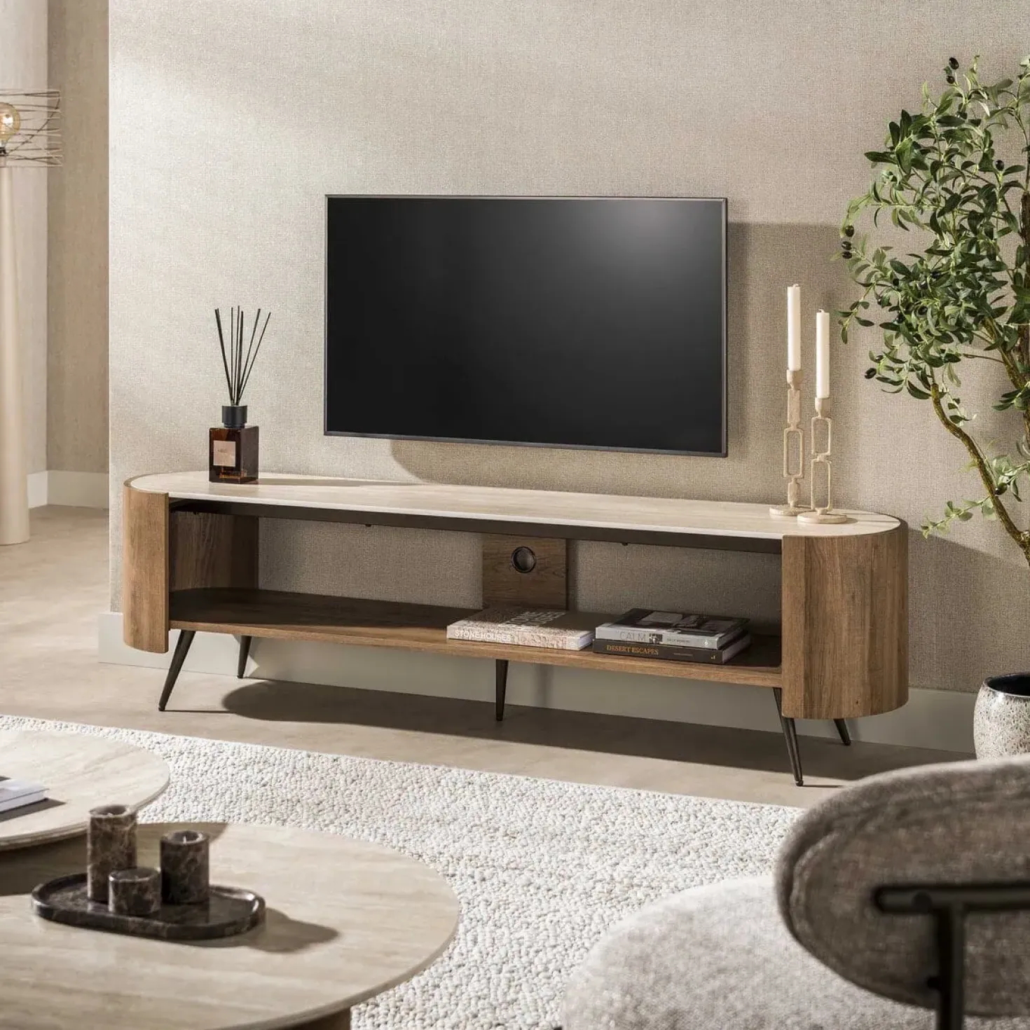 Tio Tv meubel Keramiek Hout 180cm