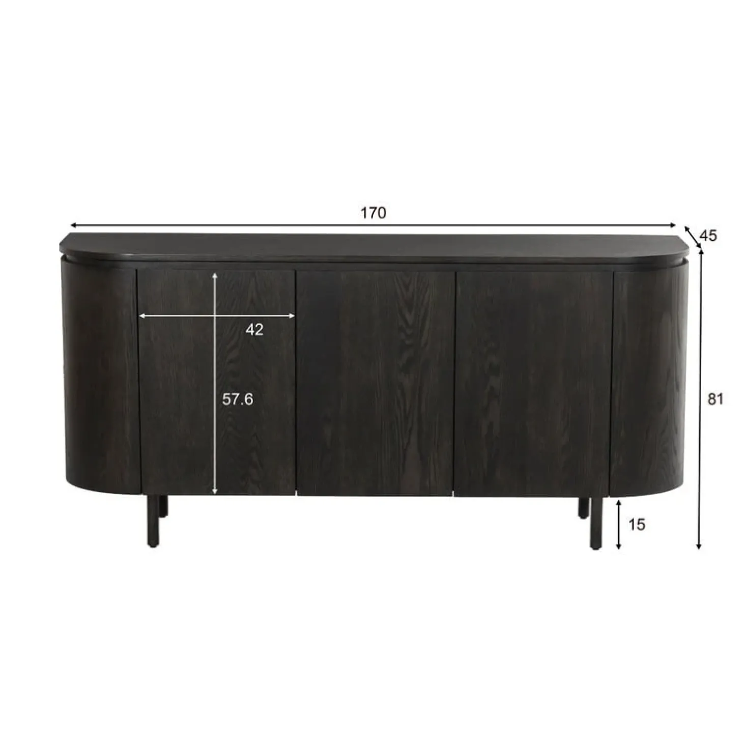 Tobago Dressoir Espresso eiken 170cm
