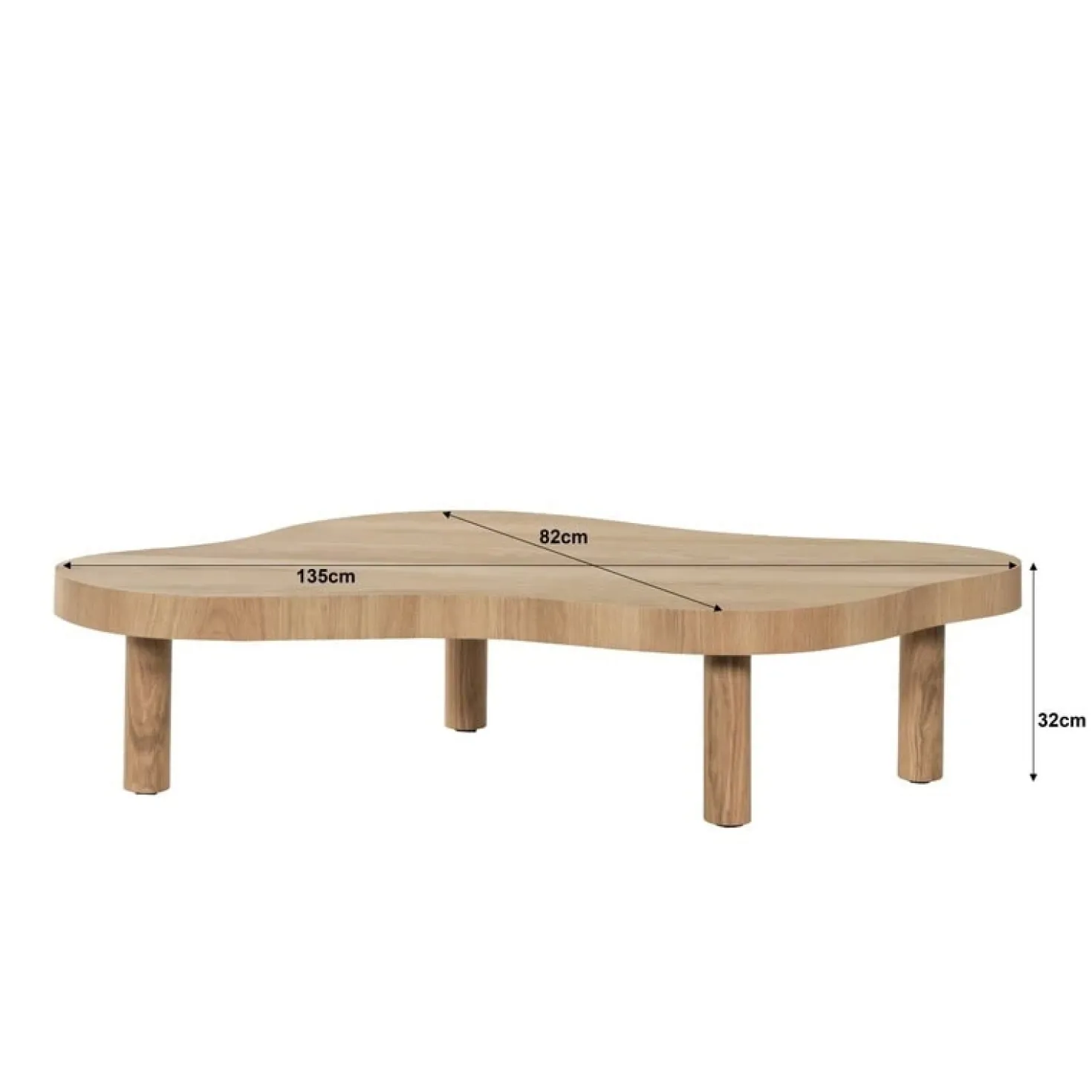 Tobago Salontafel organisch naturel eiken 135cm