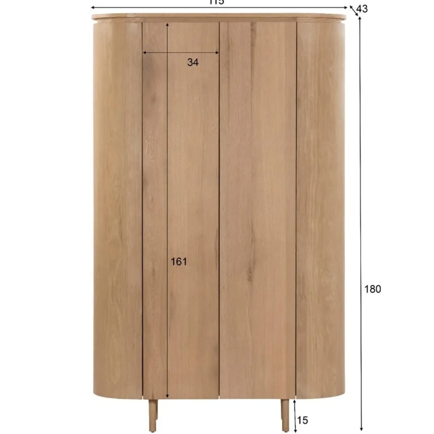 Tobago Wandkast hoog naturel eiken 180cm