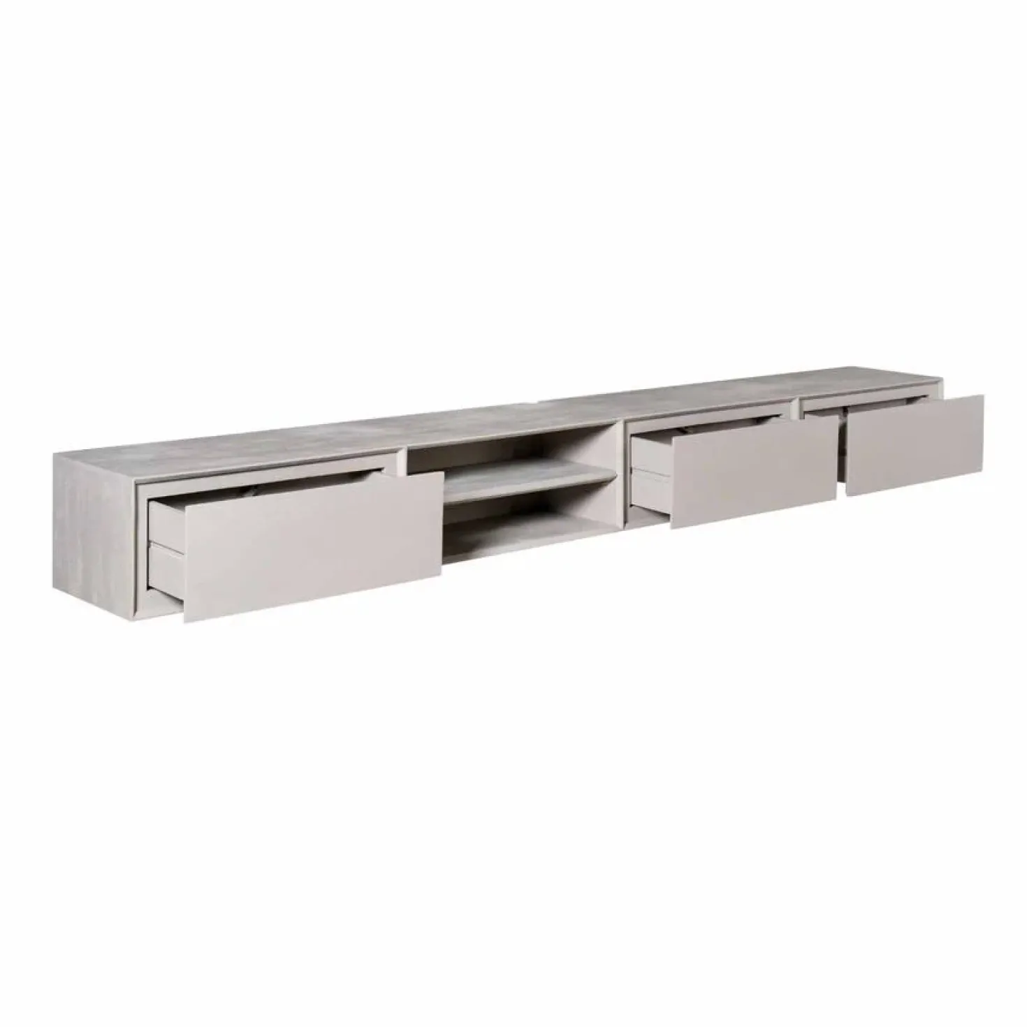 Tony Zwevend Tv meubel Taupe Mangohout 280 cm