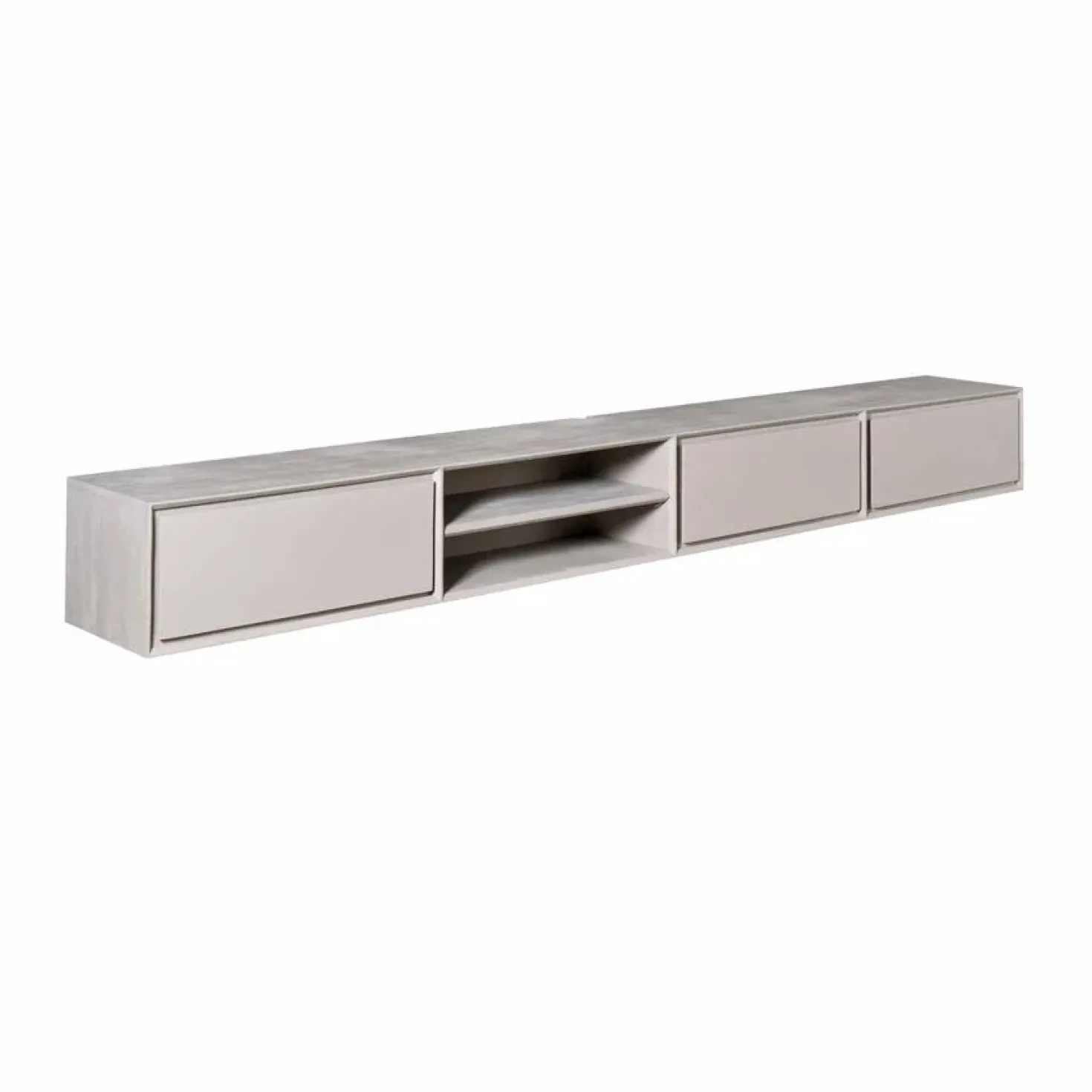 Tony Zwevend Tv meubel Taupe Mangohout 280 cm
