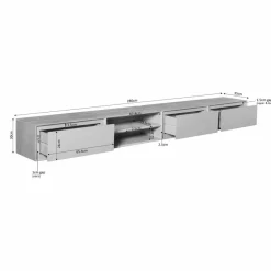 Tony Zwevend Tv meubel Taupe Mangohout 280 cm
