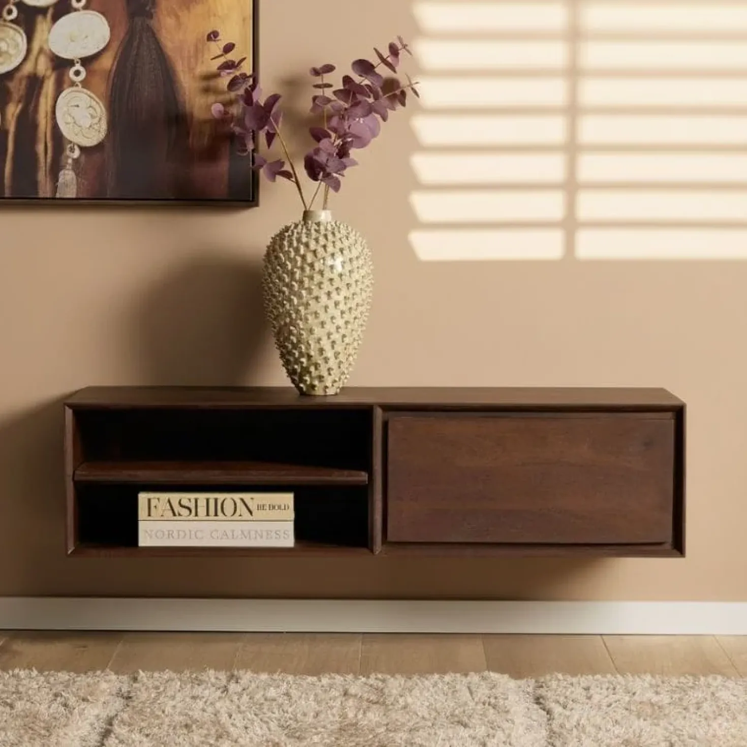 Tony Zwevend Tv meubel Walnoot Mangohout 120 cm