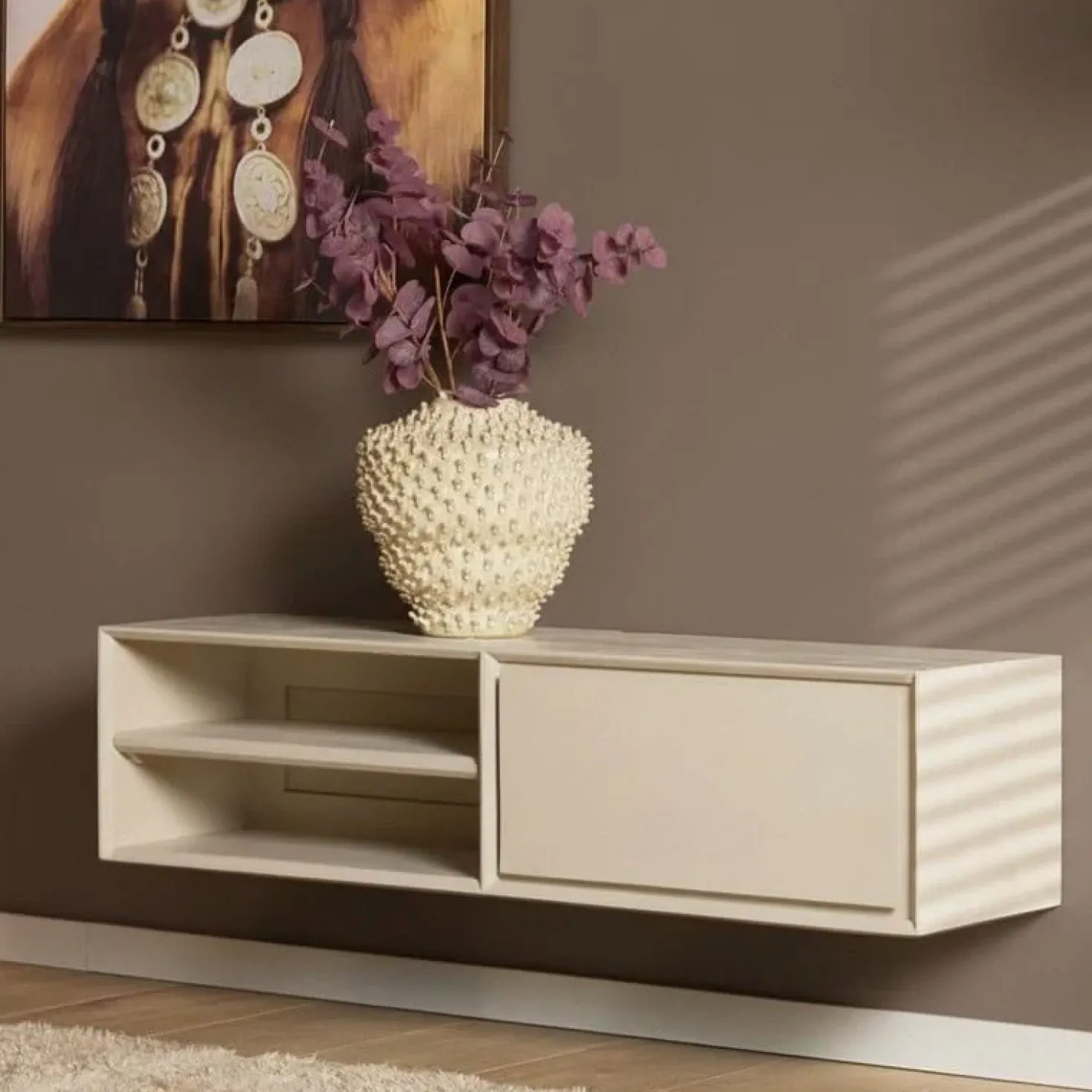 Tony Zwevend Tv meubel Zand Mangohout 120 cm