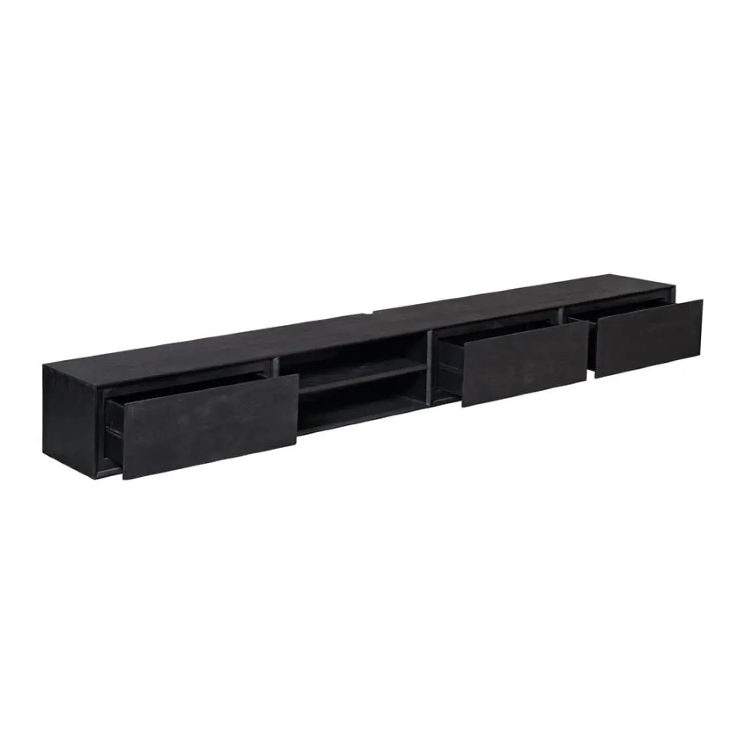 Tony Zwevend Tv meubel Zwart Mangohout 240 cm