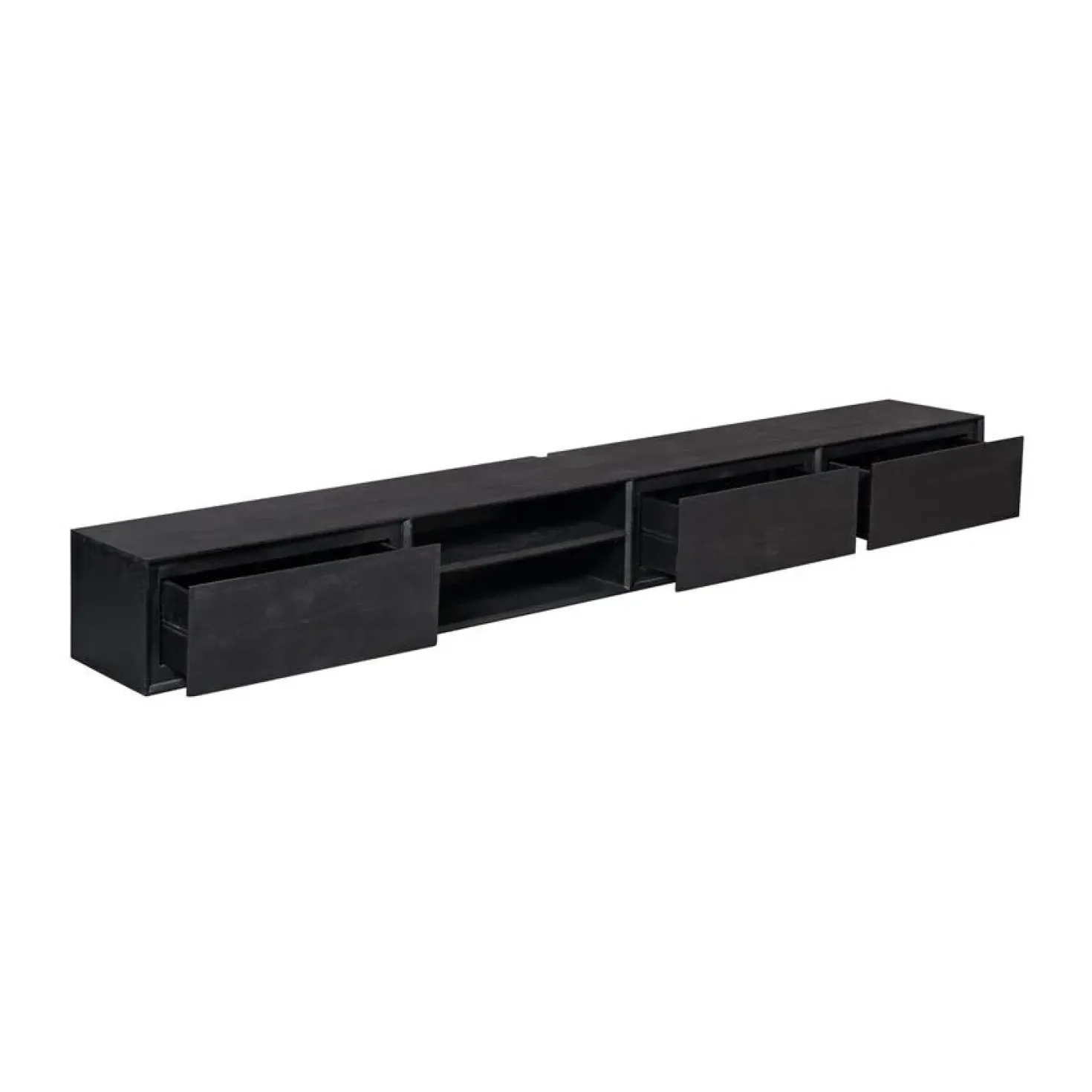 Tony Zwevend Tv meubel Zwart Mangohout 280 cm