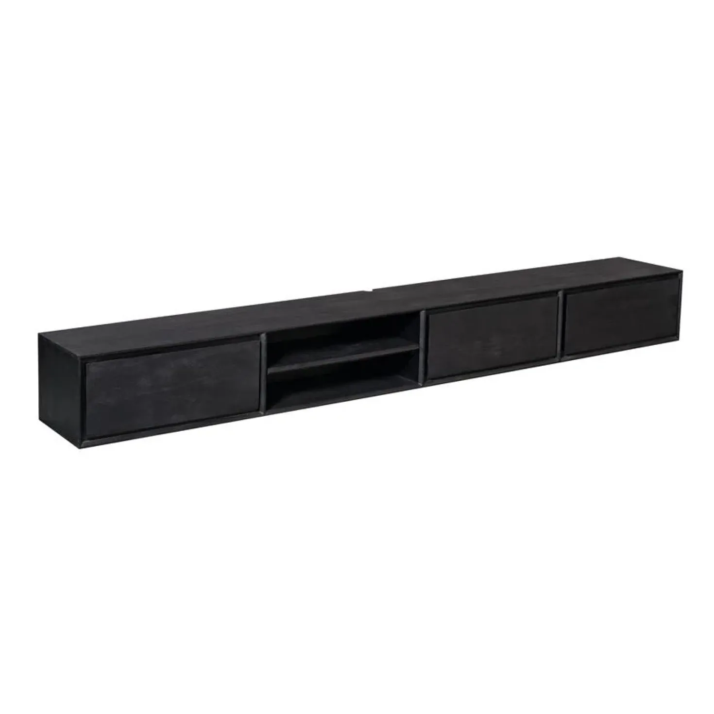 Tony Zwevend Tv meubel Zwart Mangohout 280 cm