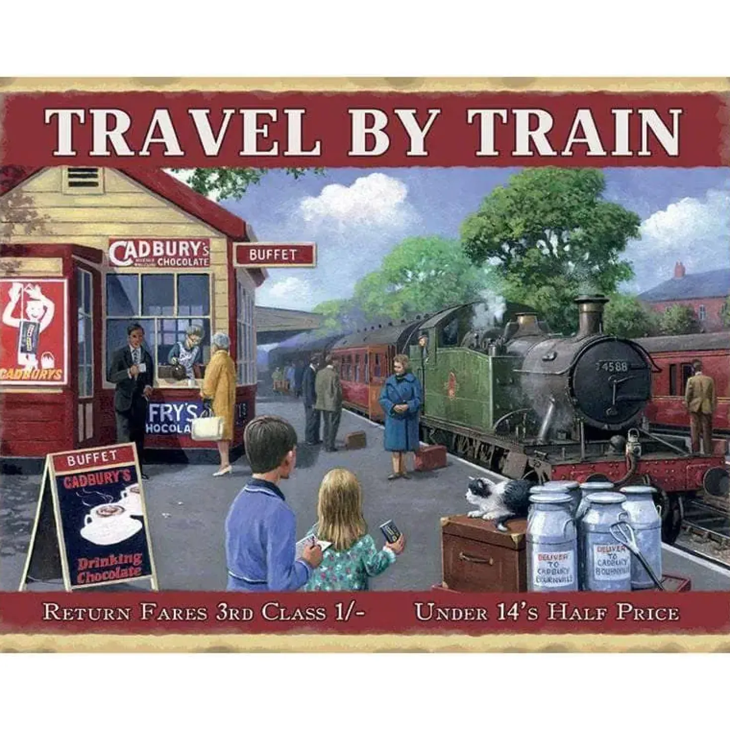 Travel by Train - metalen bord
