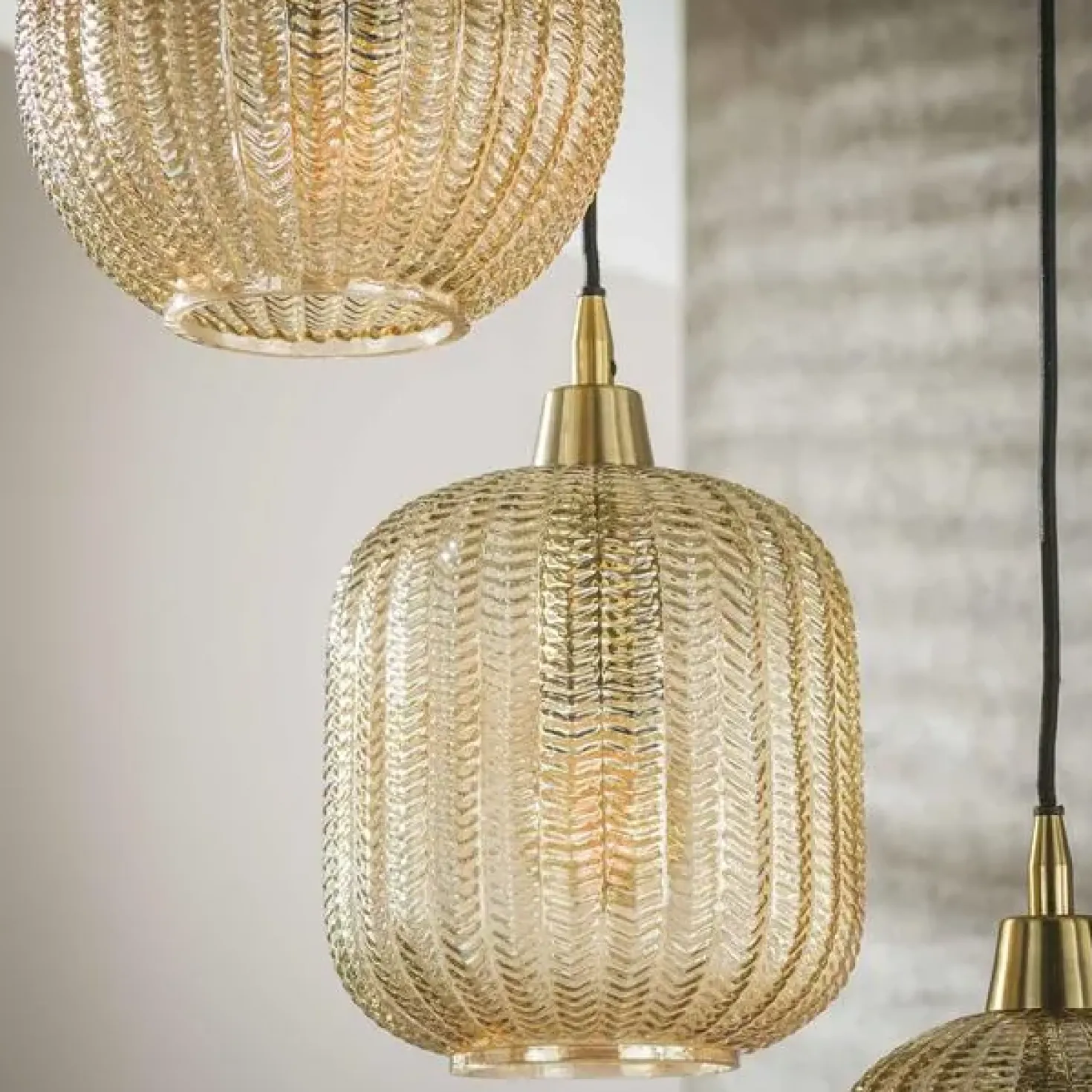 Tristan 5-lichts Hanglamp Amberkleurig glas