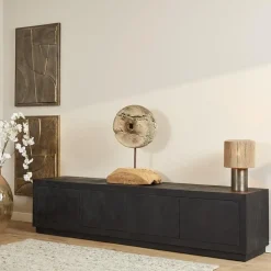 TV meubel Dortmund mangohout zwart 200cm
