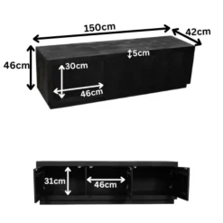 TV meubel Dortmund mangohout zwart 150cm