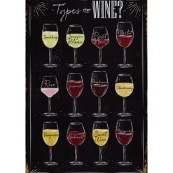 Types of Wine - metalen bord