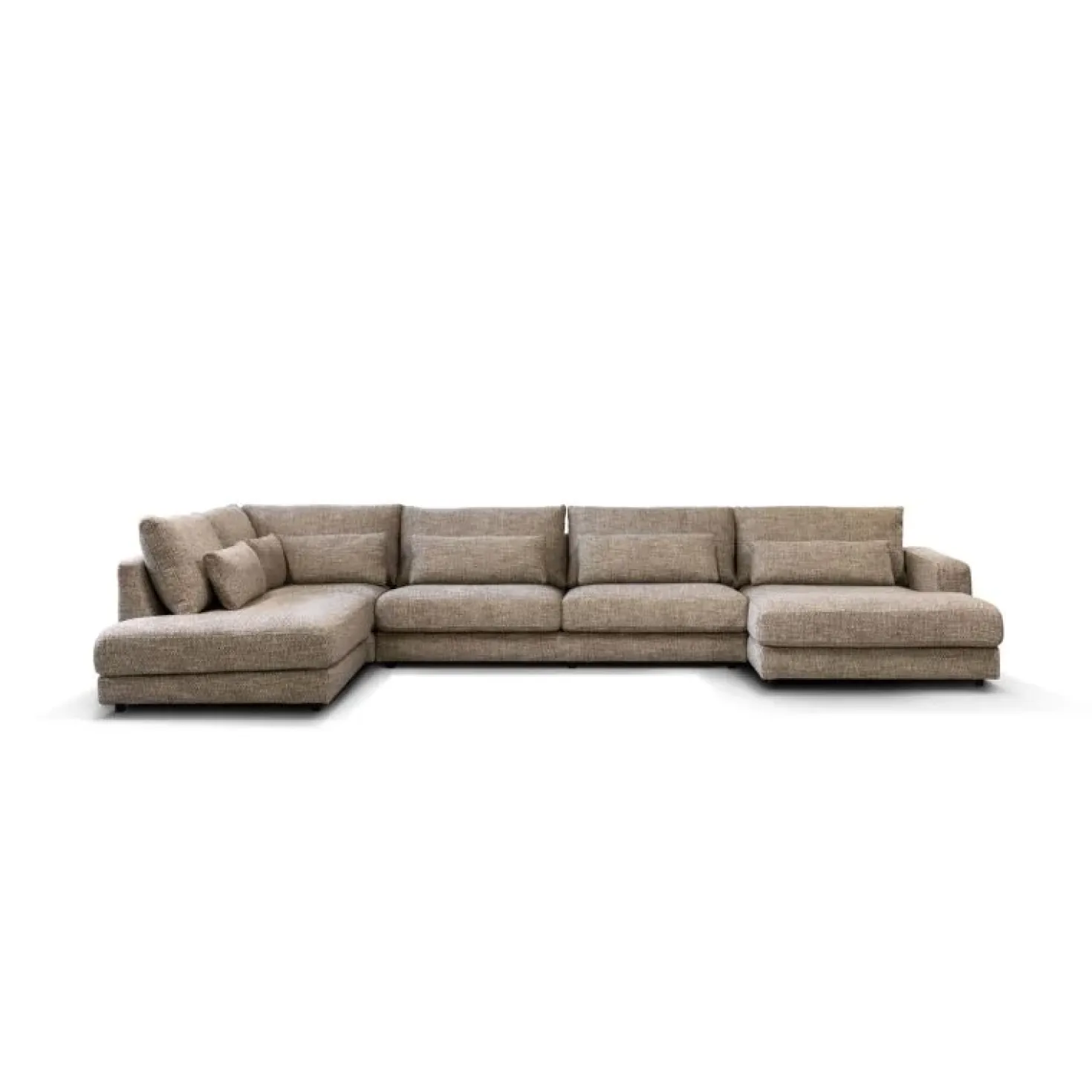 U-Bank Como met ottoman links – Beige Silencio 19 Chenille