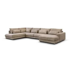U-Bank Como met ottoman links – Beige Silencio 19 Chenille