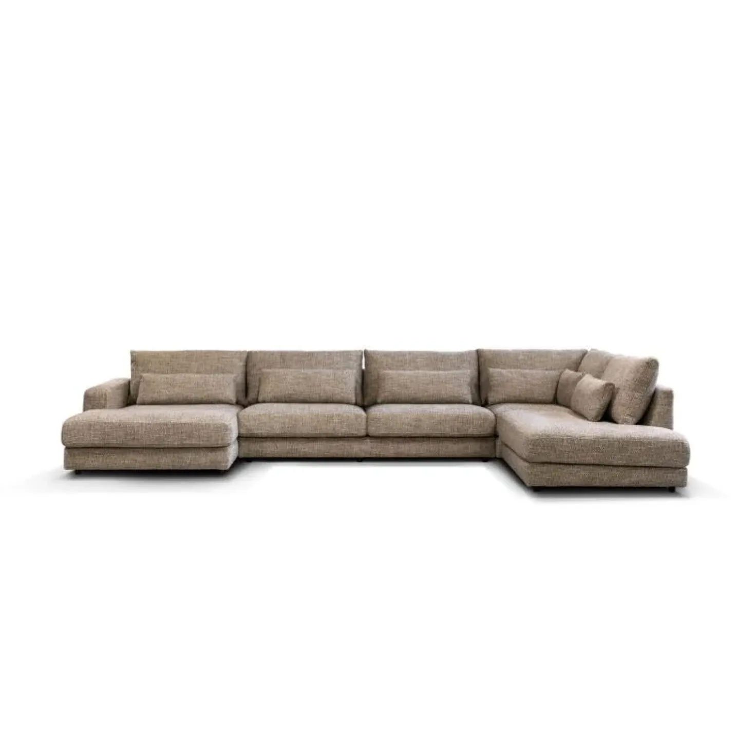 U-Bank Como met ottoman rechts – Beige Silencio 19 Chenille