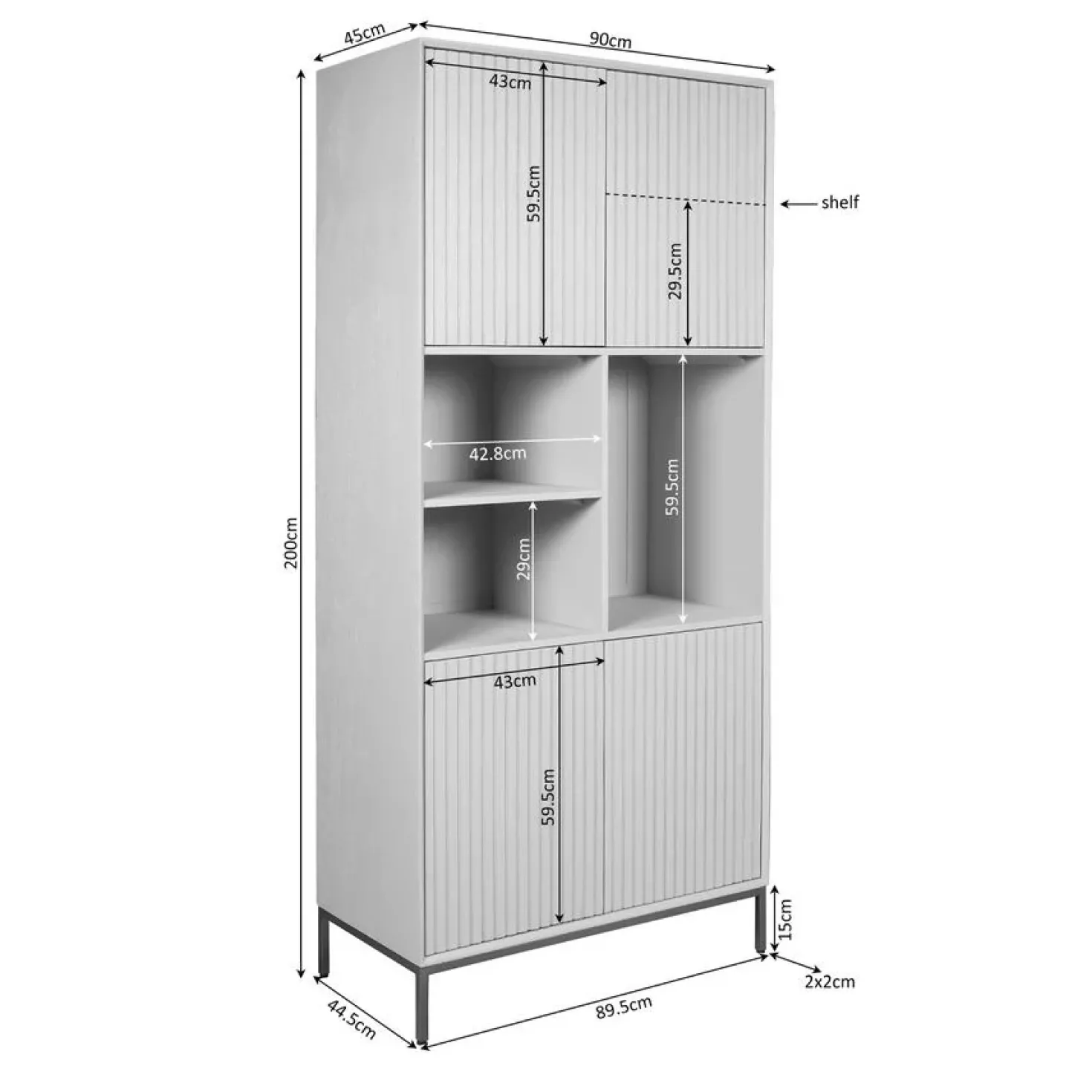 Vakkenkast Martin Naturel 90cm