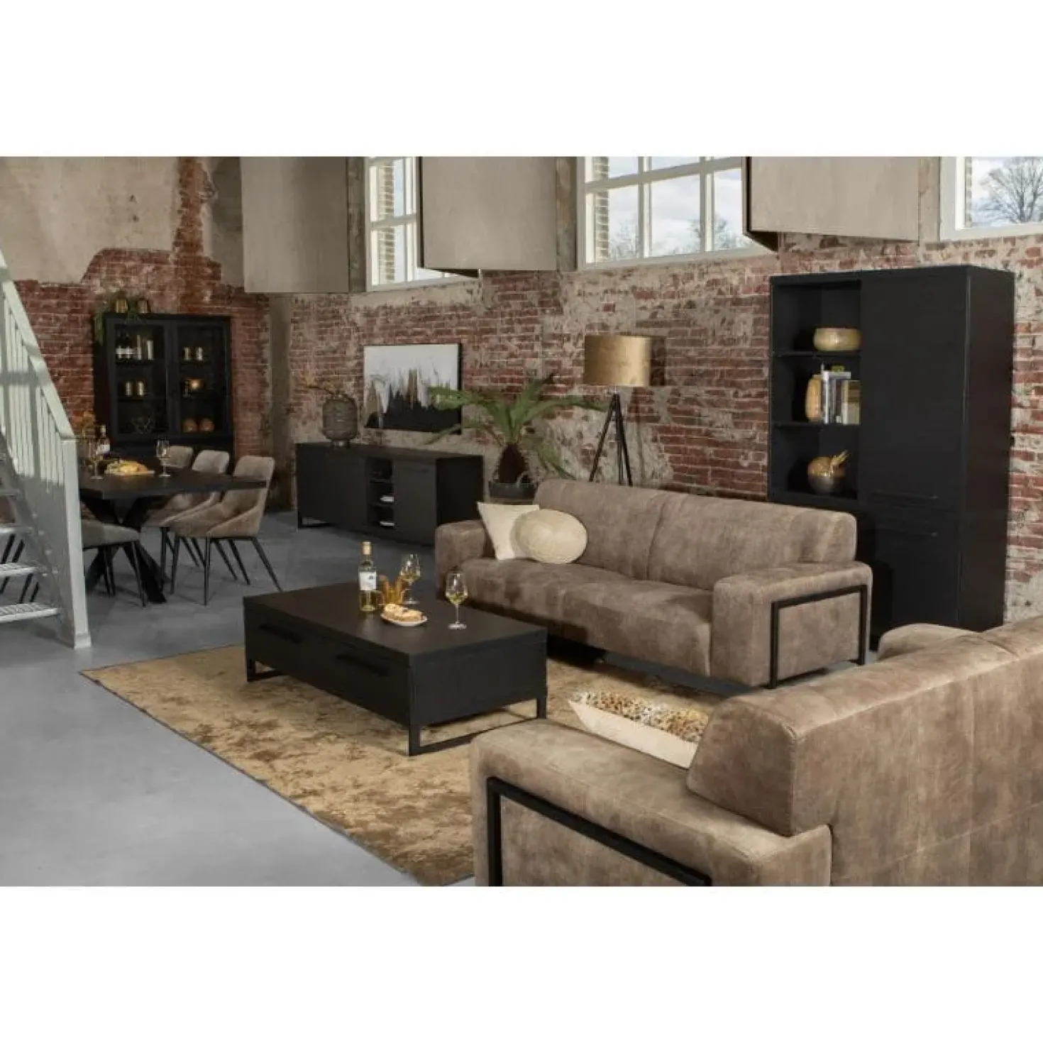 Valente Salontafel 2 lades Zwart 135cm