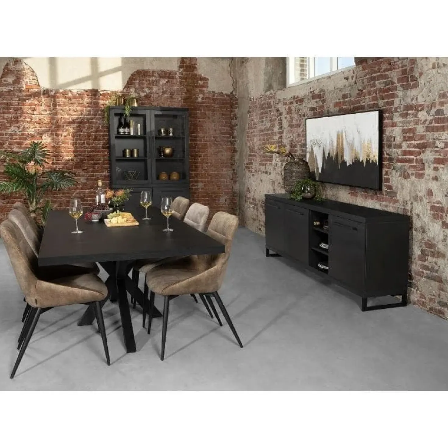 Valente Vitrinekast Zwart 120cm