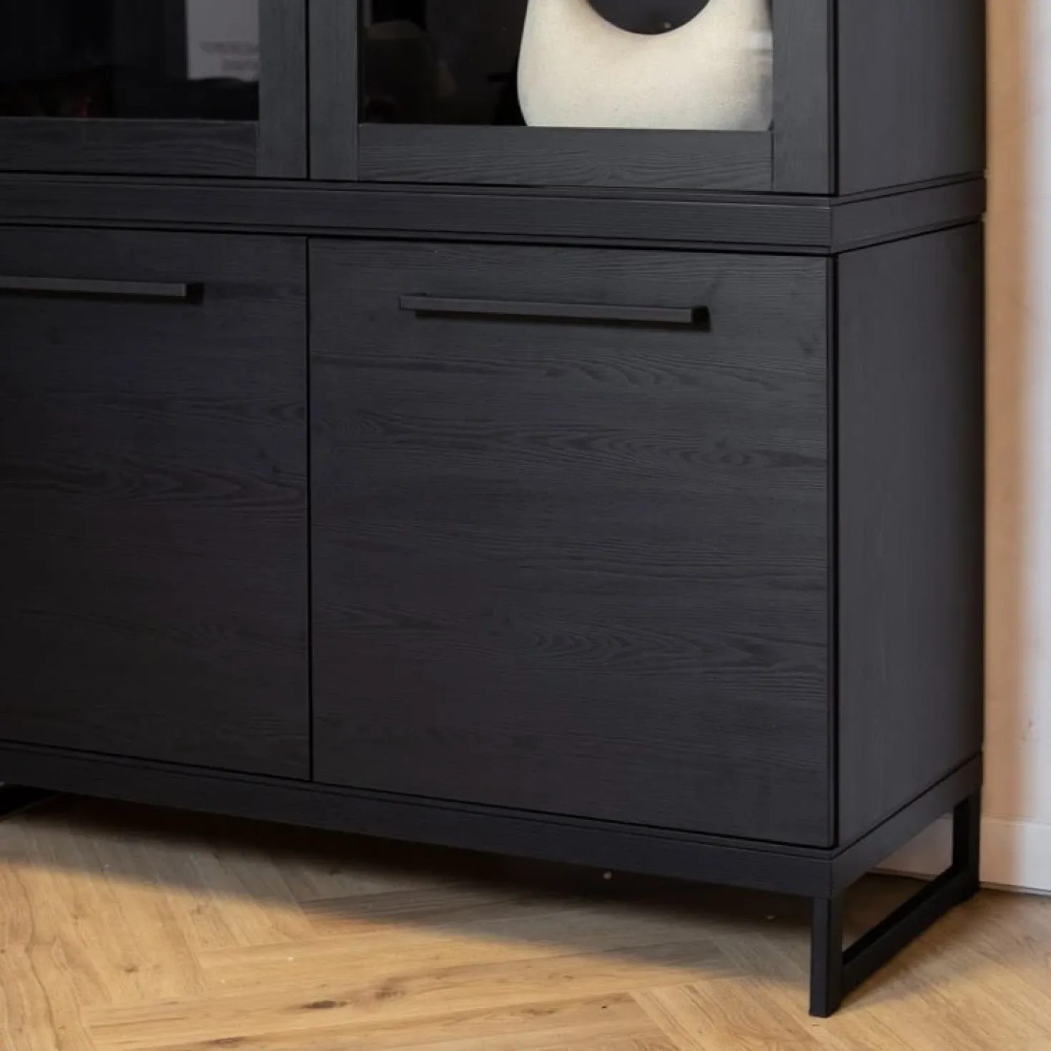 Valente Vitrinekast Zwart 120cm