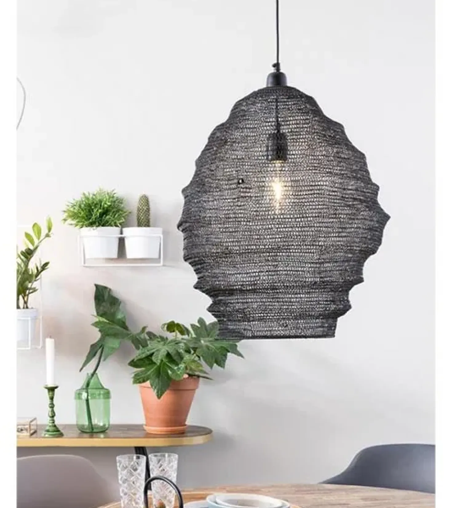 Valier 1-lichts hanglamp zwart 48cm