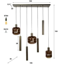 Vigo 7-lichts Hanglamp Bruin