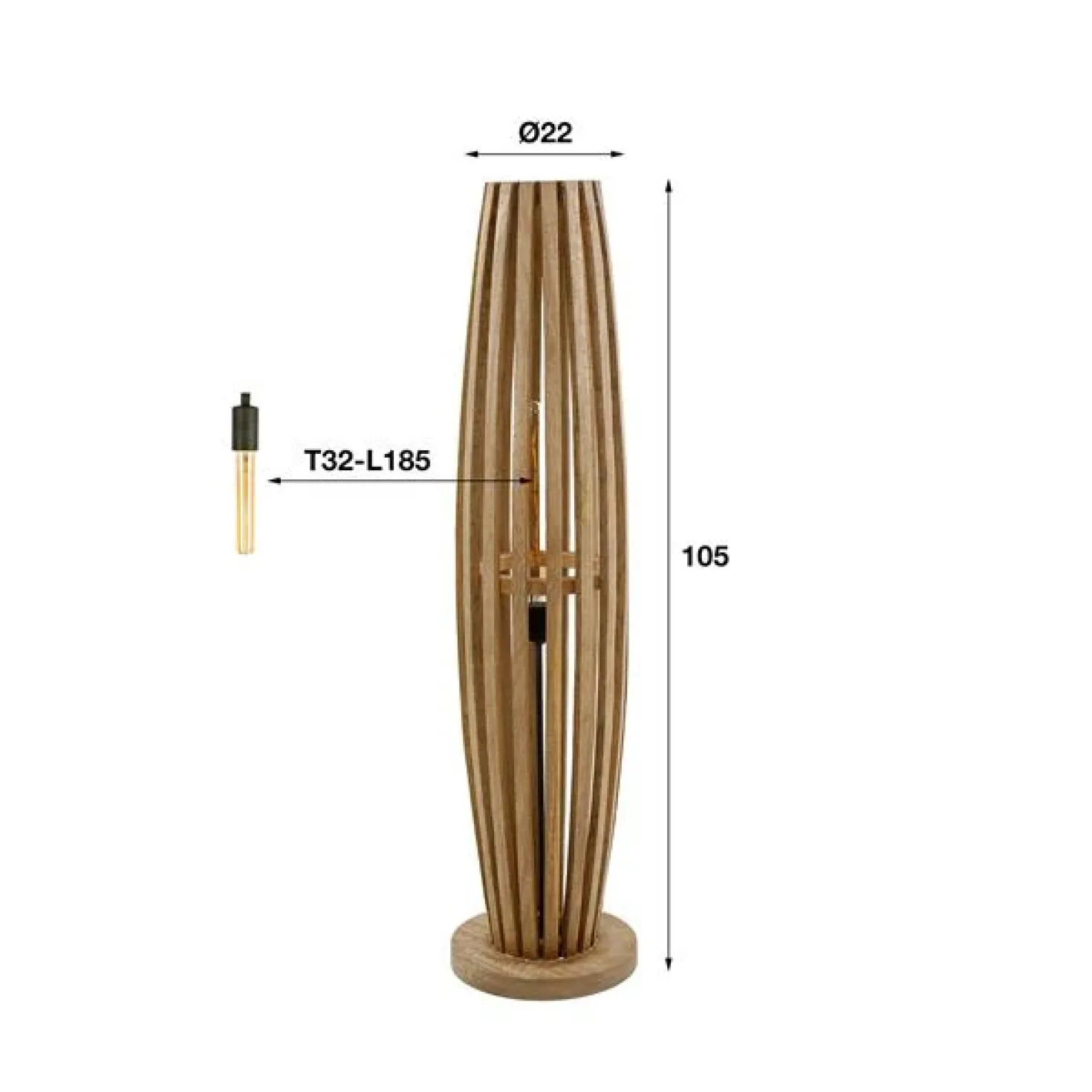 Vincent 1-lichts Vloerlamp Mangohout