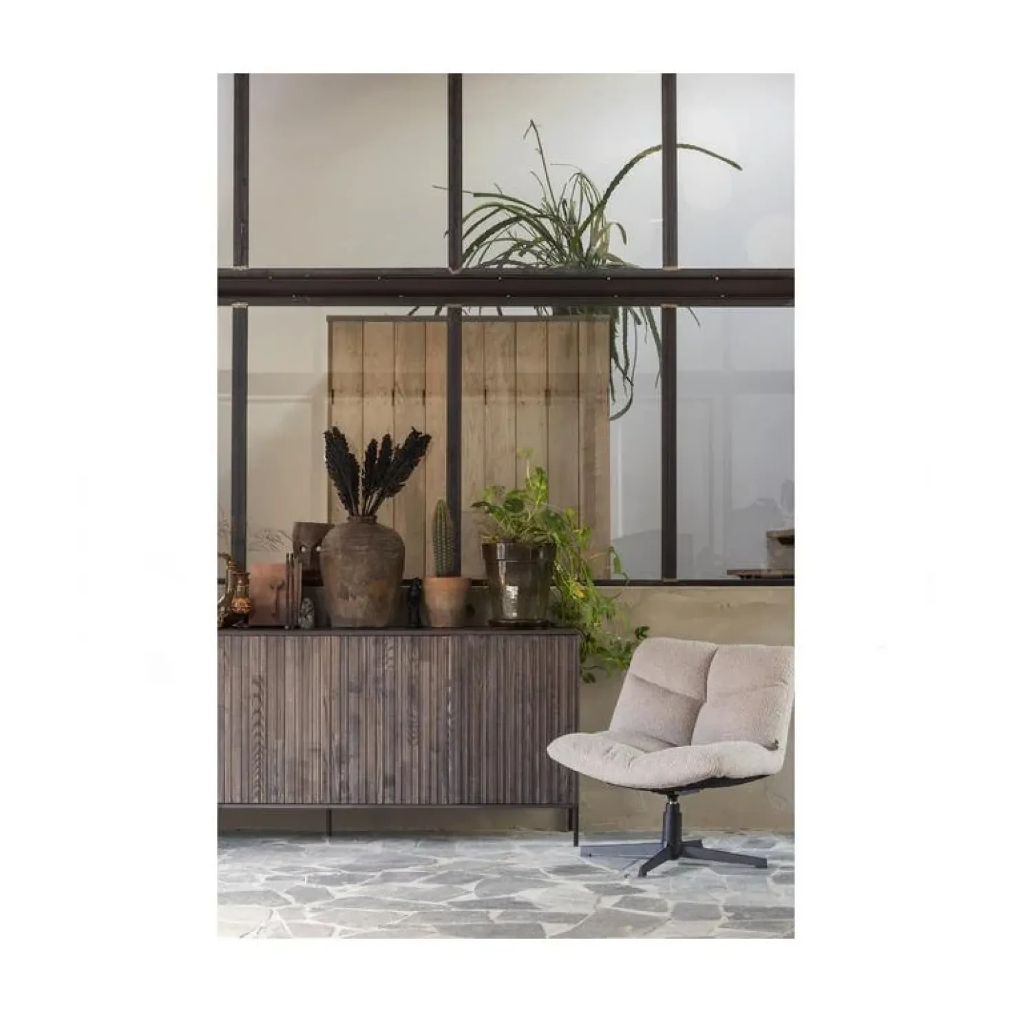 Vinny Draaifauteuil Boucle Zand