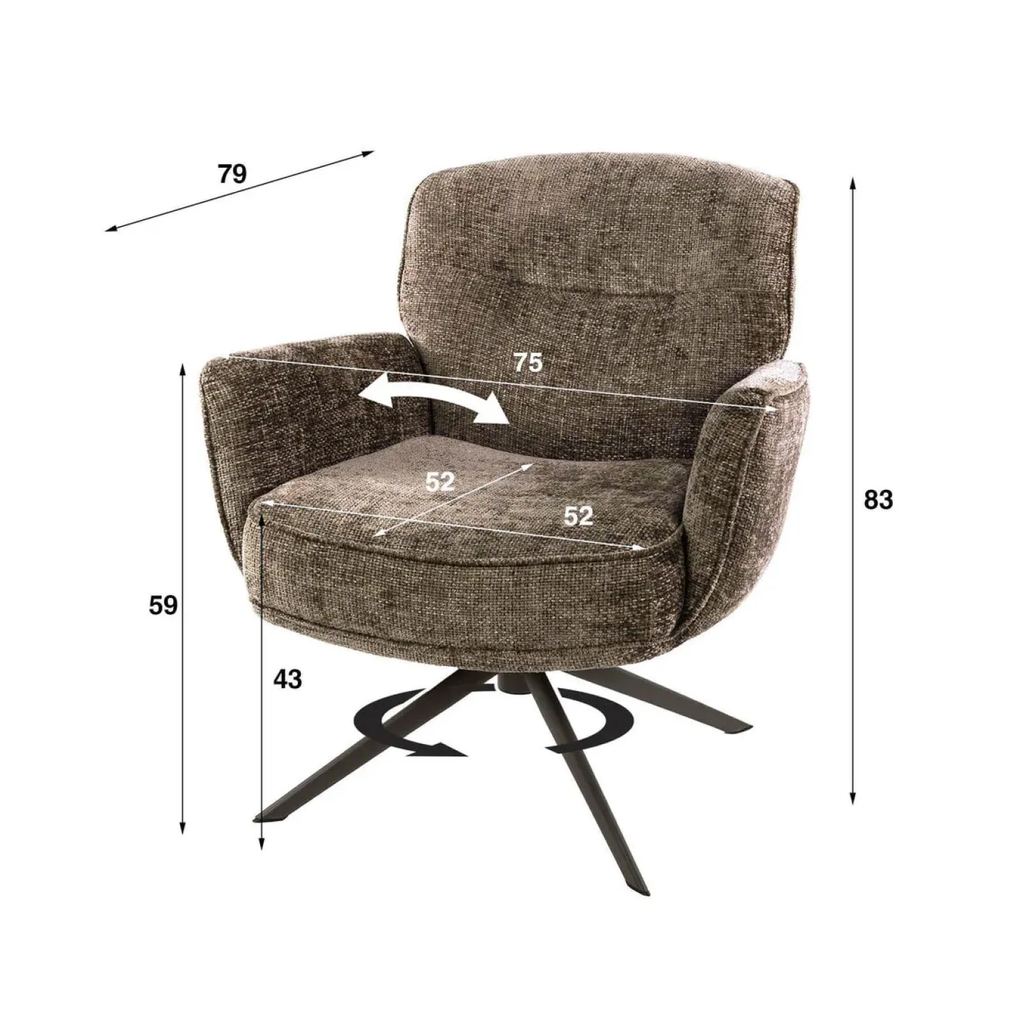 Vito Fauteuil Hoven champagne-bruin